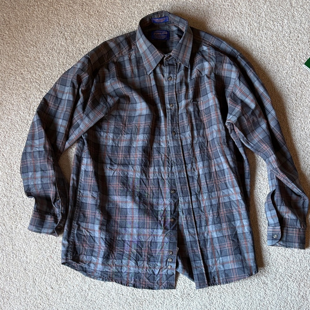 Pendleton men’s 100% virgin wool Plaid Button-Up Shirt large